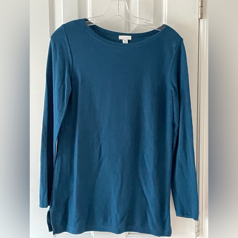 J. Jill Fine Gauge Wide Neck Sweater Teal - XSP Petite
